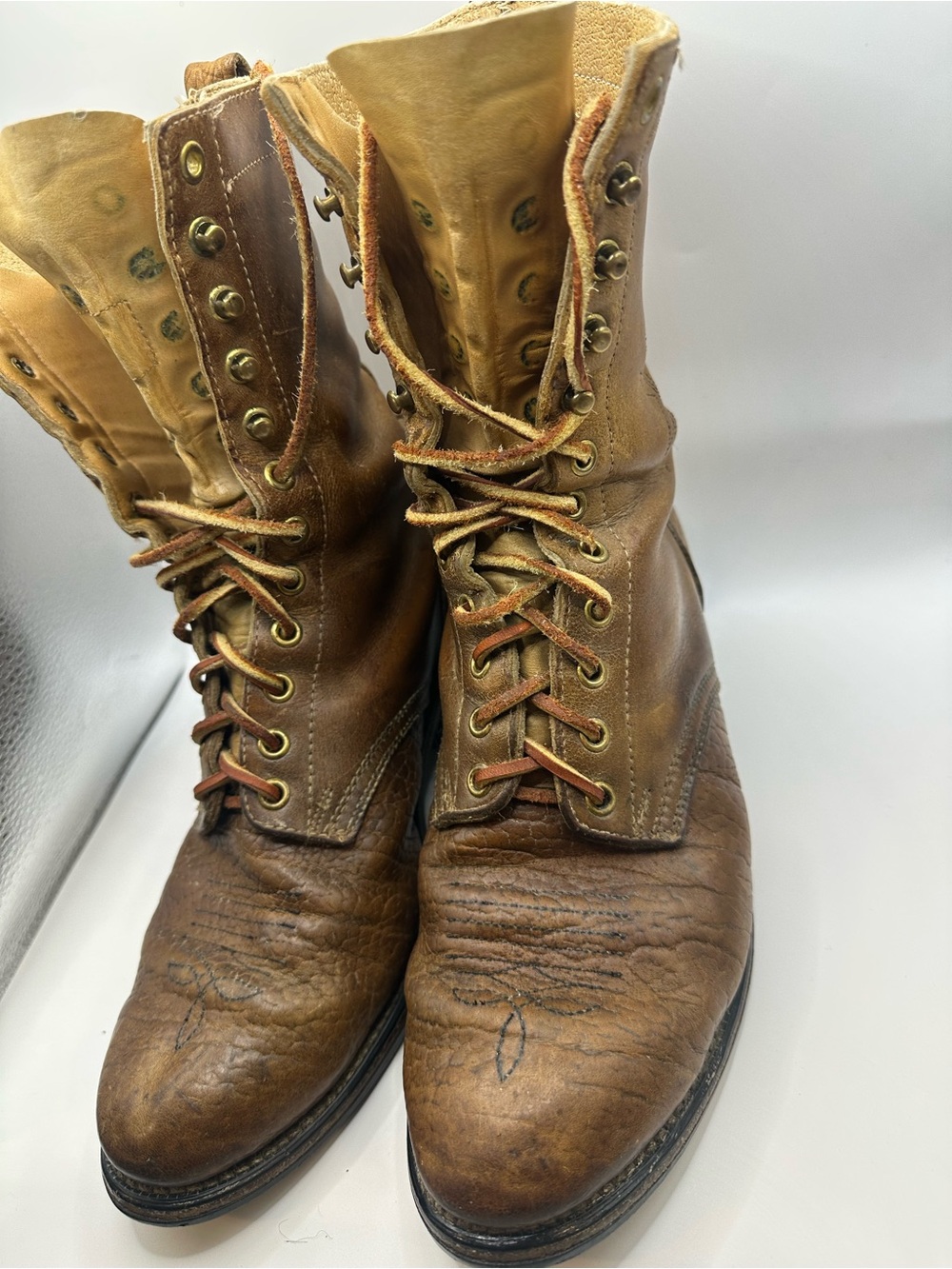 Vintage Brahma by Canada West Brown Leather Lace-Up Boots Vibram Sole Men’s 10